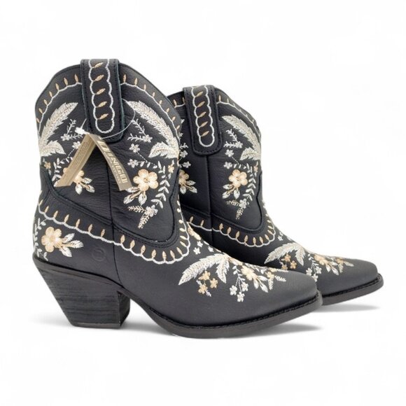 Dingo Primrose Women's Size 8.5 M Black Leather Embroidered Flora Western Bootie - Picture 4 of 13